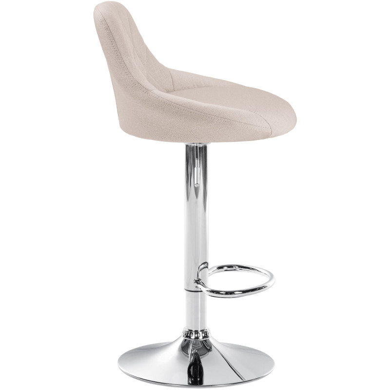 Tabouret de bar Lazio, tissu, chrome, crème