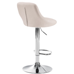 Tabouret de bar Lazio, tissu, chrome crème