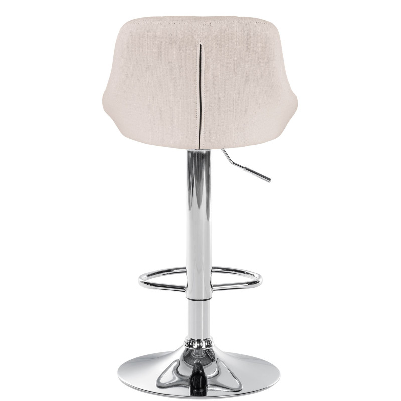 Tabouret de bar Lazio, tissu, chrome, crème