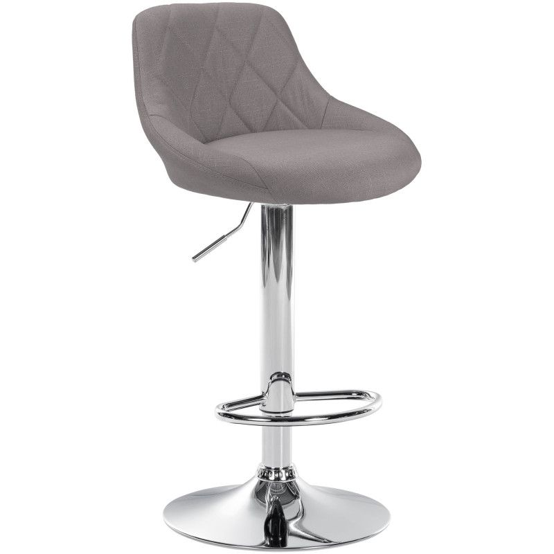 Tabouret de bar Lazio, tissu, chrome gris