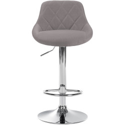 Tabouret de bar Lazio, tissu, gris chromé