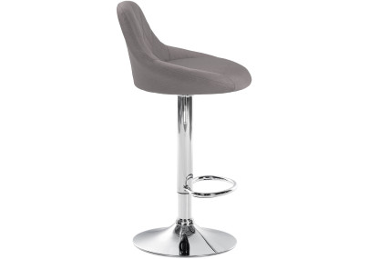 Tabouret de bar Lazio, tissu, gris chromé