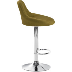 Tabouret de bar Lazio, tissu, chrome, vert