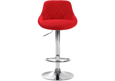 Tabouret de bar Lazio, tissu, chrome, rouge