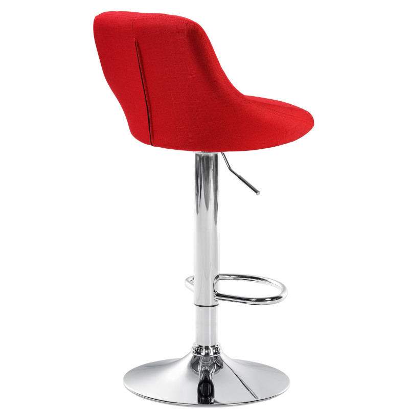 Tabouret de bar Lazio, tissu, chrome, rouge