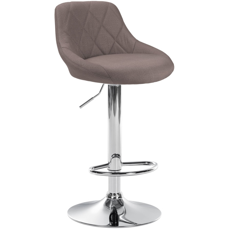 Tabouret de bar Lazio, tissu, chrome, taupe