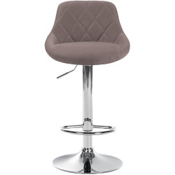 Tabouret de bar Lazio, tissu, chrome, taupe