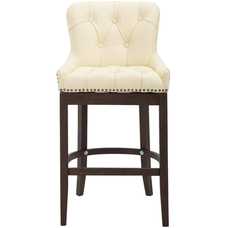 Taburete de bar Lakewood, cuero auténtico, crema antigua