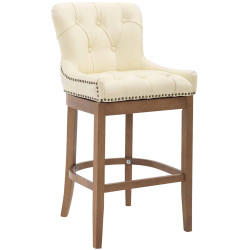 Banqueta de bar Lakewood em couro legítimo, cor creme claro antigo.