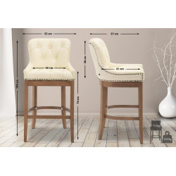 Sgabello da bar Lakewood in vera pelle, crema chiaro anticato