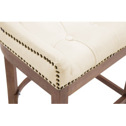 Taburete de bar Lakewood de cuero genuino, color crema claro antiguo