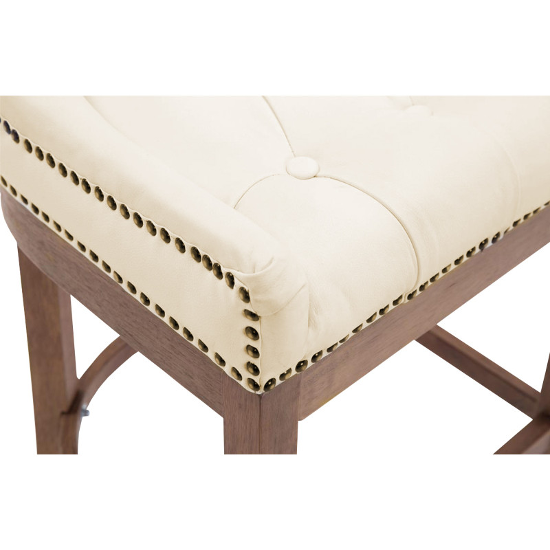 Tabouret de bar Lakewood en cuir véritable, lumière antique crème