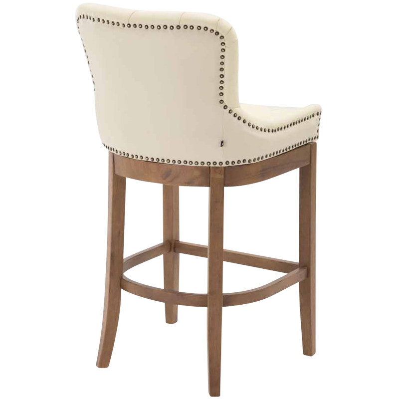 Sgabello da bar Lakewood in vera pelle, crema chiaro anticato