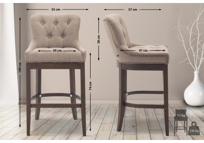 Tabouret de bar en tissu Lakewood, taupe antique