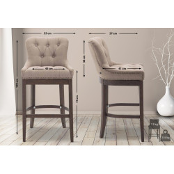 Tabouret de bar en tissu Lakewood, taupe antique