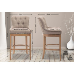 Tabouret de bar en tissu Lakewood, lumière antique taupe