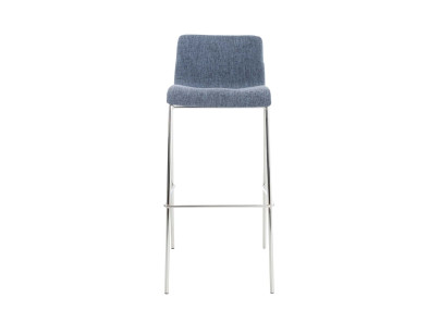 Tabouret de bar Hoover, tissu, piètement à 4 pieds, chromé, bleu