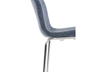 Sgabello da bar Hoover, tessuto, struttura a 4 gambe, cromato, blu