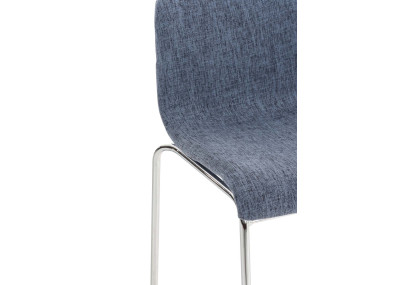 Sgabello da bar Hoover, tessuto, struttura a 4 gambe, cromato, blu