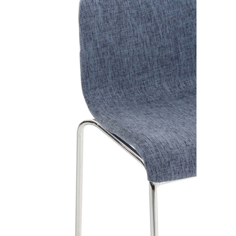 Taburete de bar Hoover, tapizado, estructura de 4 patas, cromado, azul