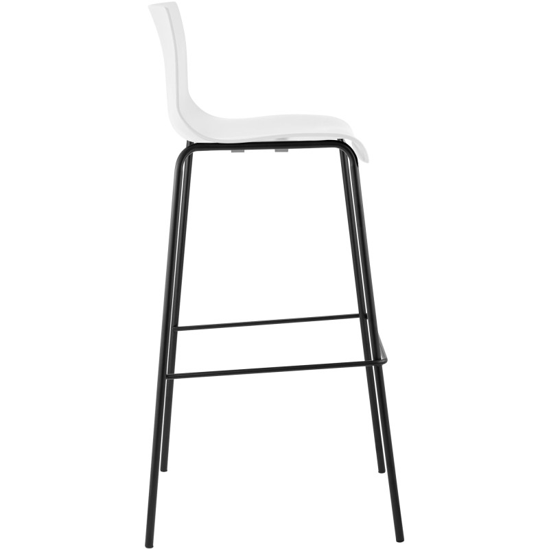 Taburete de bar Hoover, estructura de 4 patas, blanco y negro