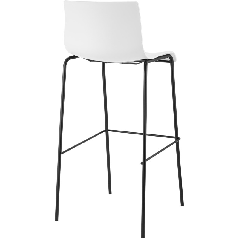 Tabouret de bar Hoover, piètement à 4 pieds, noir et blanc