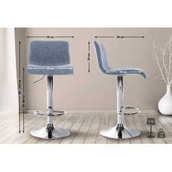 Tabouret de bar Hoover, tissu C, bleu