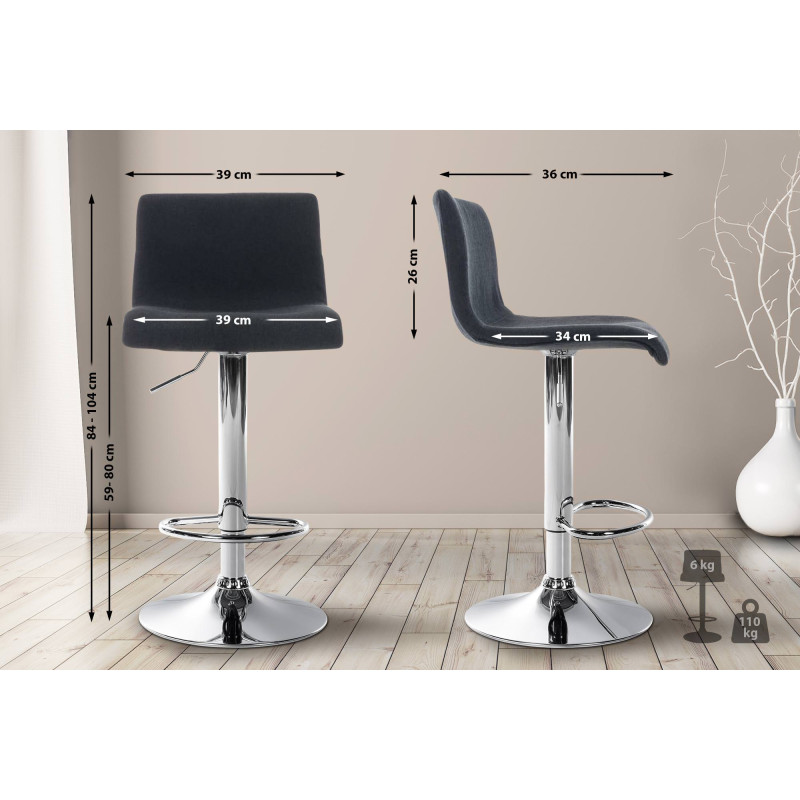 Tabouret de bar Hoover, tissu C noir