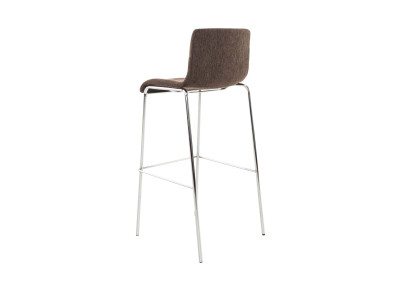 Tabouret de bar Hoover, tissu, piètement à 4 pieds, chromé, marron