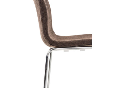 Tabouret de bar Hoover, tissu, piètement à 4 pieds, chromé, marron