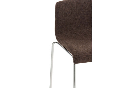 Tabouret de bar Hoover, tissu, piètement à 4 pieds, chromé, marron