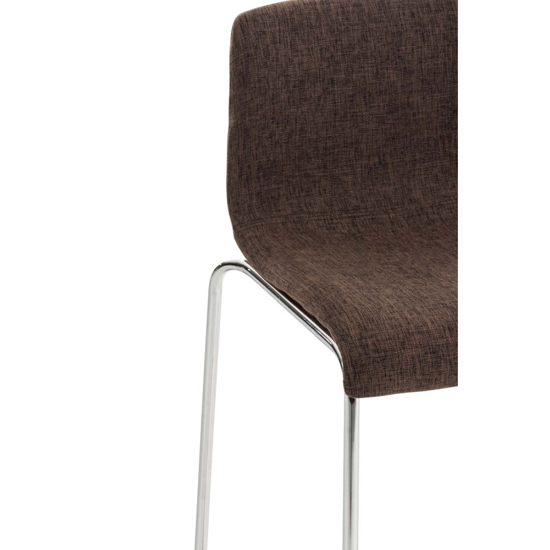 Banqueta de bar Hoover, estofada em tecido, com estrutura de 4 pés, cromada, marrom