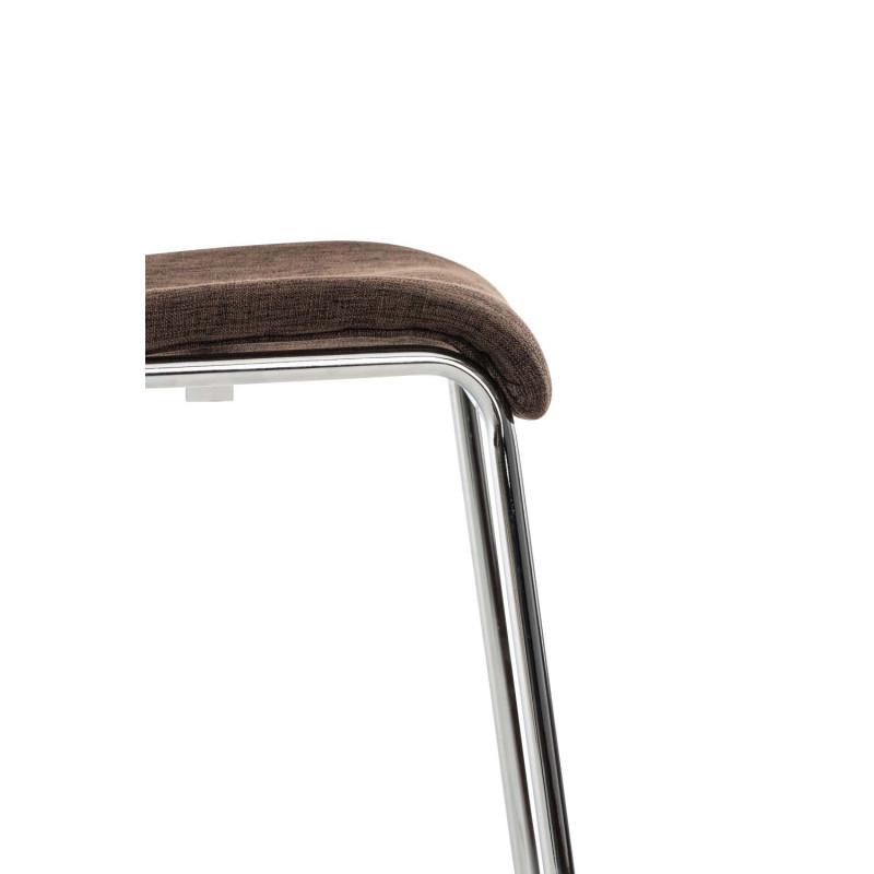 Tabouret de bar Hoover, tissu, piètement à 4 pieds, chromé, marron