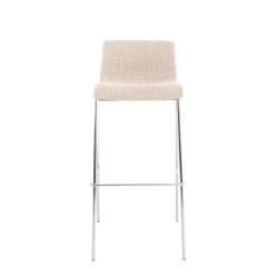 Taburete de bar Hoover, tapizado, estructura de 4 patas, cromado, color crema