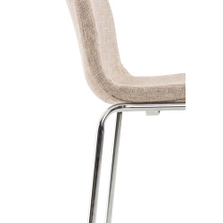 Sgabello da bar Hoover, tessuto, struttura a 4 gambe, cromato, crema