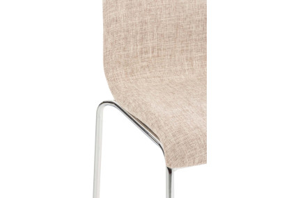 Banqueta alta Hoover, estofada, com estrutura de 4 pés, cromada, cor creme.