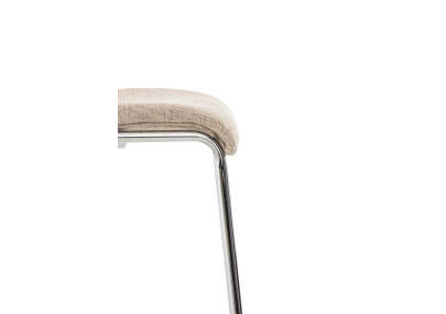Sgabello da bar Hoover, tessuto, struttura a 4 gambe, cromato, crema