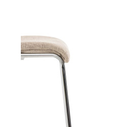 Tabouret de bar Hoover, tissu, piètement à 4 pieds, chromé, crème
