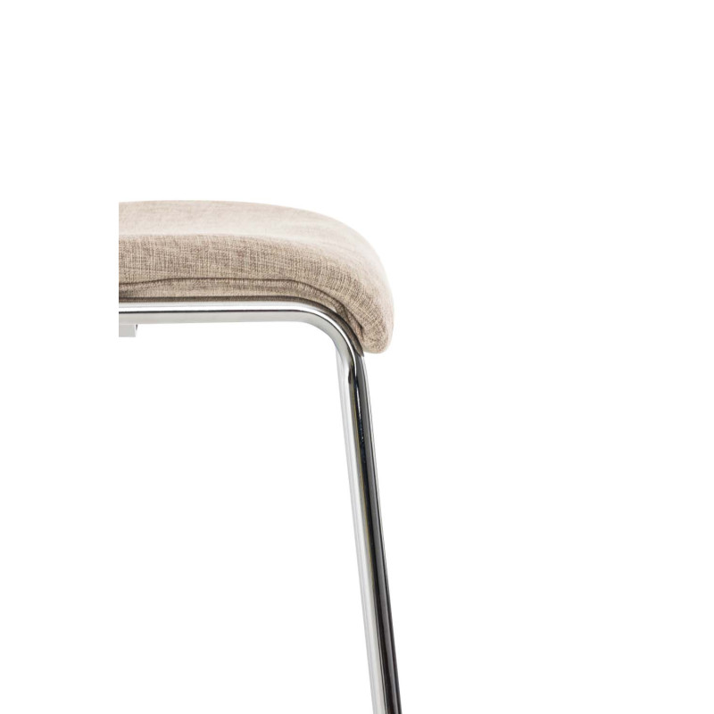 Sgabello da bar Hoover, tessuto, struttura a 4 gambe, cromato, crema