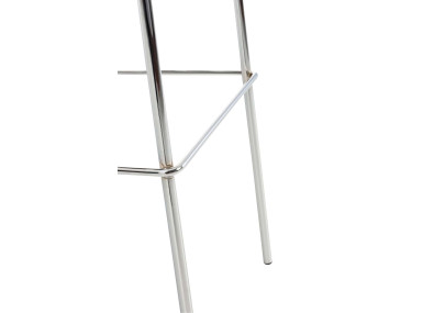 Banqueta alta Hoover, estofada, com estrutura de 4 pés, cromada, cor creme.