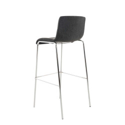 Tabouret de bar Hoover, tissu, piètement à 4 pieds, chromé gris foncé
