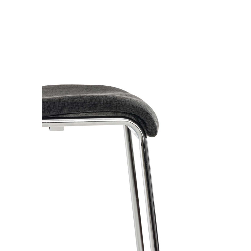 Sgabello da bar Hoover, tessuto, struttura a 4 gambe, cromato, grigio scuro