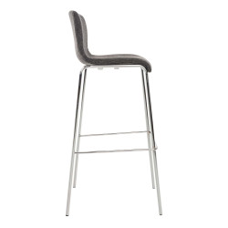 Sgabello da bar Hoover, tessuto, struttura a 4 gambe, cromato, grigio chiaro