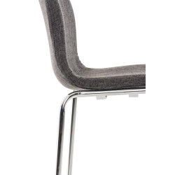 Taburete de bar Hoover, tapizado, estructura de 4 patas, cromado, gris claro