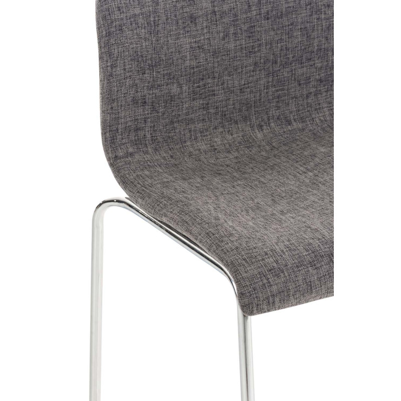 Tabouret de bar Hoover, tissu, piètement à 4 pieds, chromé, gris clair