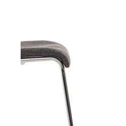 Banqueta alta Hoover, estofada em tecido, com estrutura de 4 pés, cromada, cinza claro