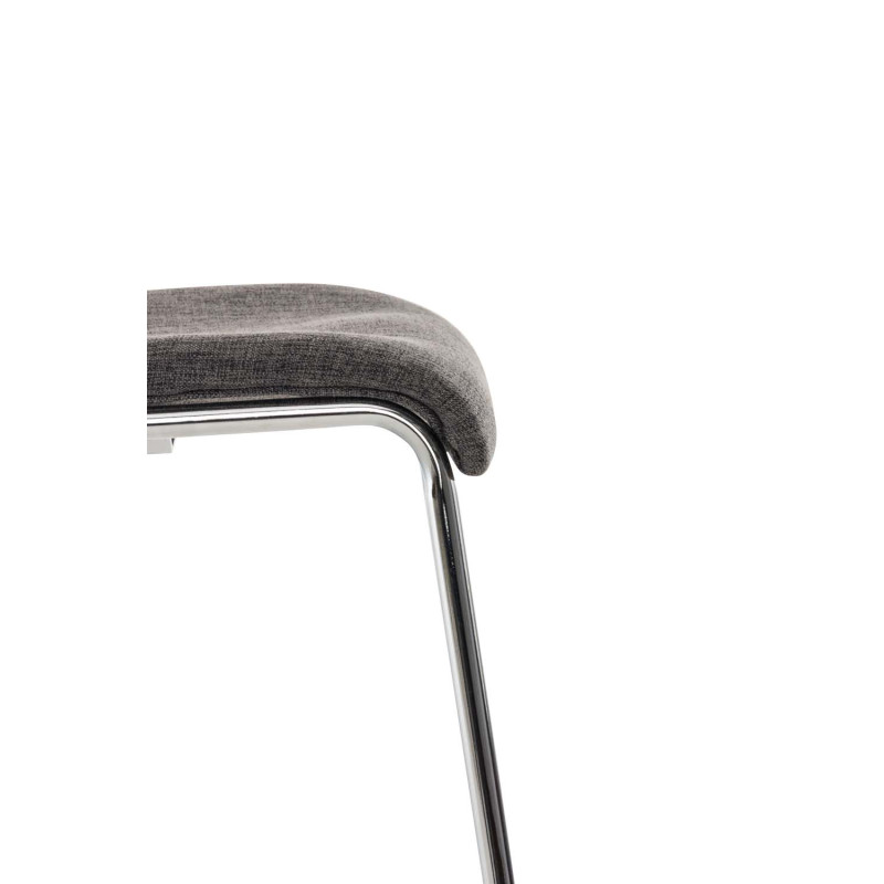 Tabouret de bar Hoover, tissu, piètement à 4 pieds, chromé, gris clair