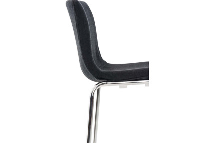 Taburete de bar Hoover, tapizado, estructura de 4 patas, cromado, negro