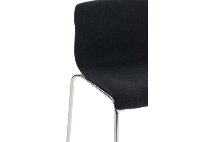 Taburete de bar Hoover, tapizado, estructura de 4 patas, cromado, negro