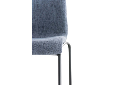 Tabouret de bar Hoover, tissu, piètement à 4 pieds, noir/bleu